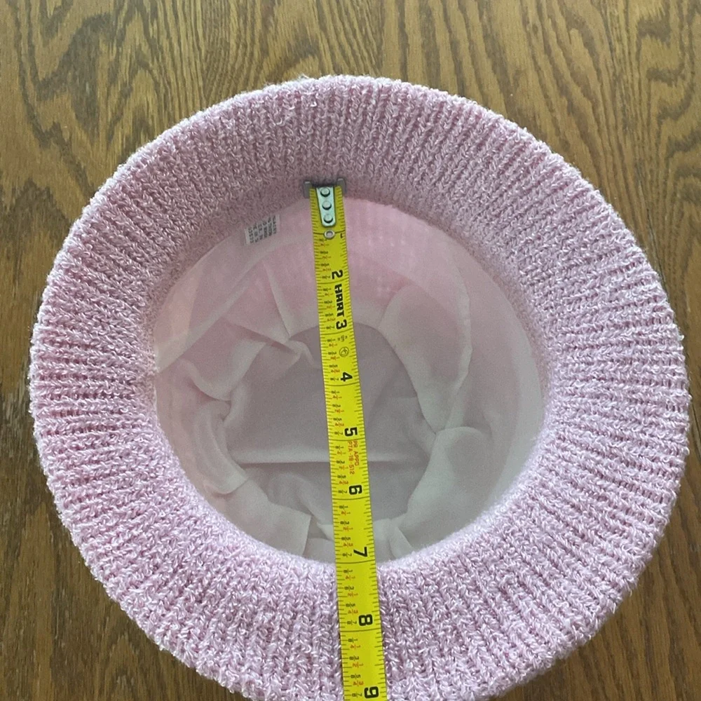 Knitted Bow Hat Pink Knitted Bucket Hat